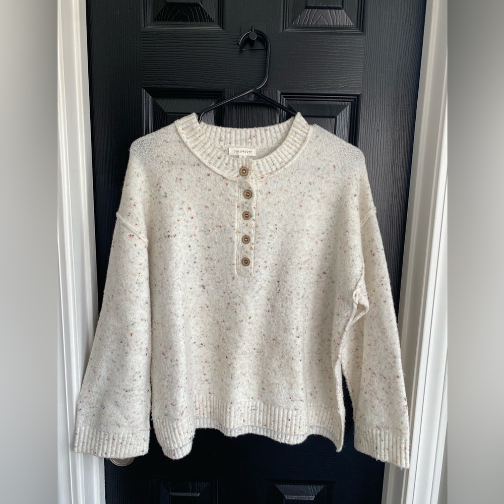 Blu Pepper Confetti Button-Up Sweater-Size S